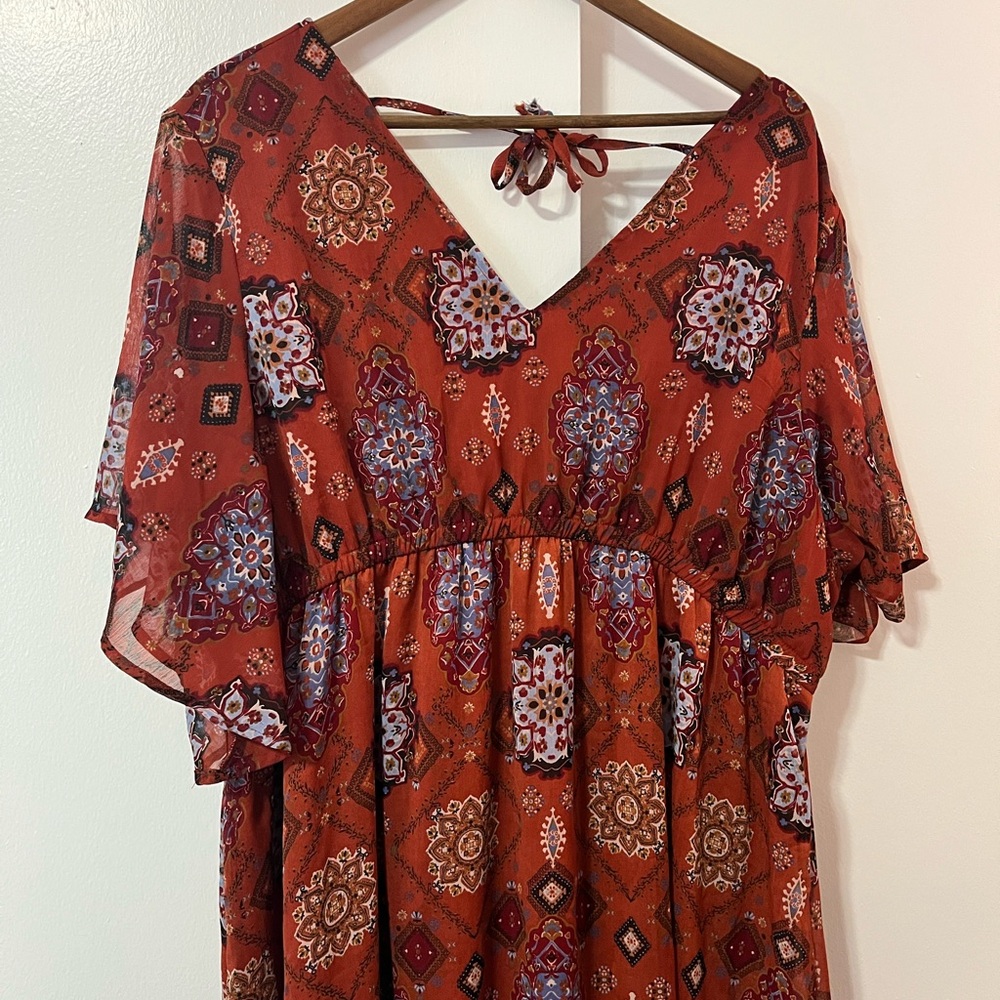 Bohemian Orange Floral Dress